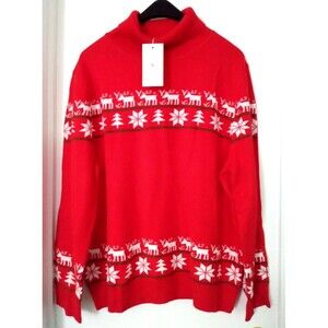 BURNETT KABIR Christmas Snowflakes Long Sleeve Pullover Sweater Men or Women 2XL